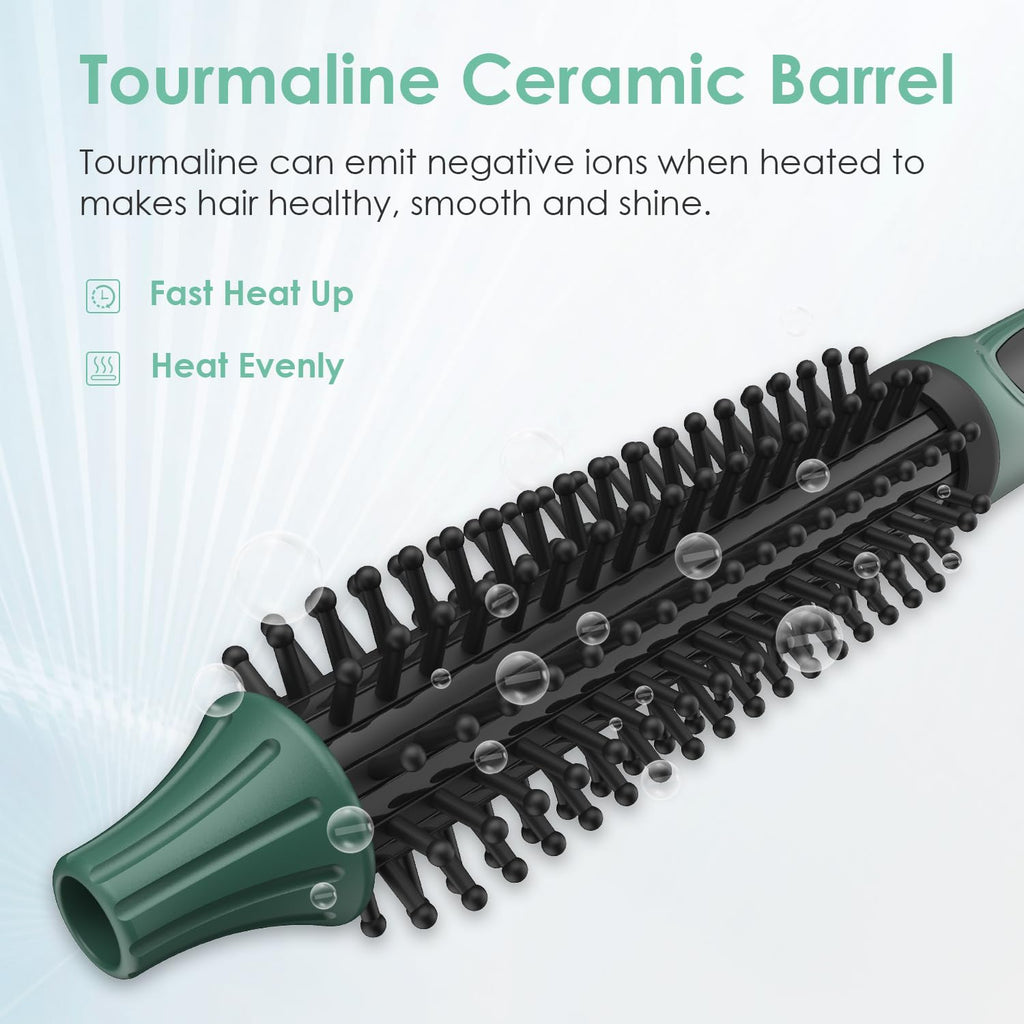 BANGMENG 3/4 Inch Barrel Thermal Round Brush, Volume Heat Styling Brush for Men and Women Medium Thin Curly Straight Hair, Heated Curling Iron,12 Temperature Setting (1.35 Inch with Bristles)