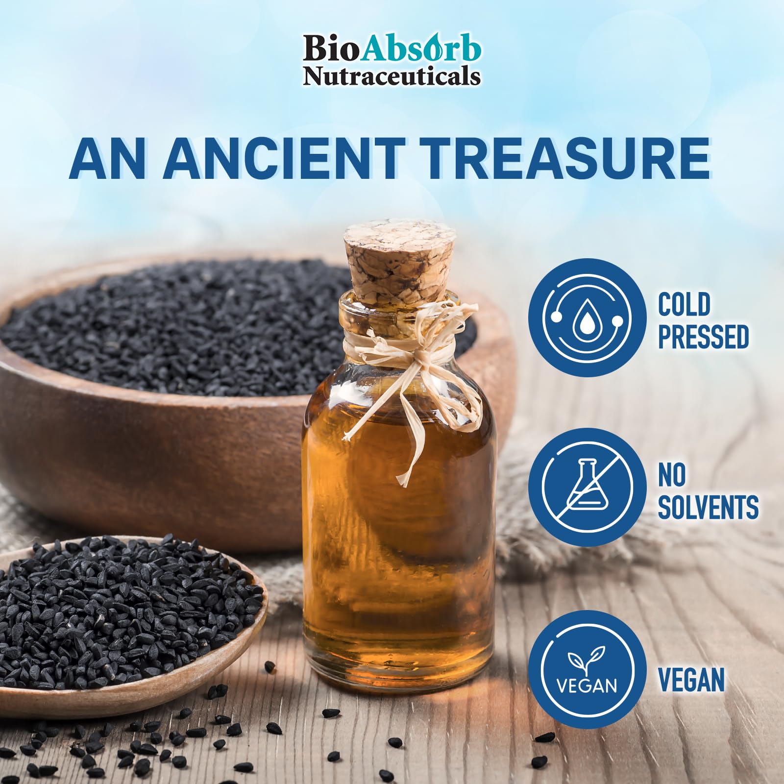 Bio Absorb Black Seed Oil Capsules, 1000mg per Serving, Cold Pressed