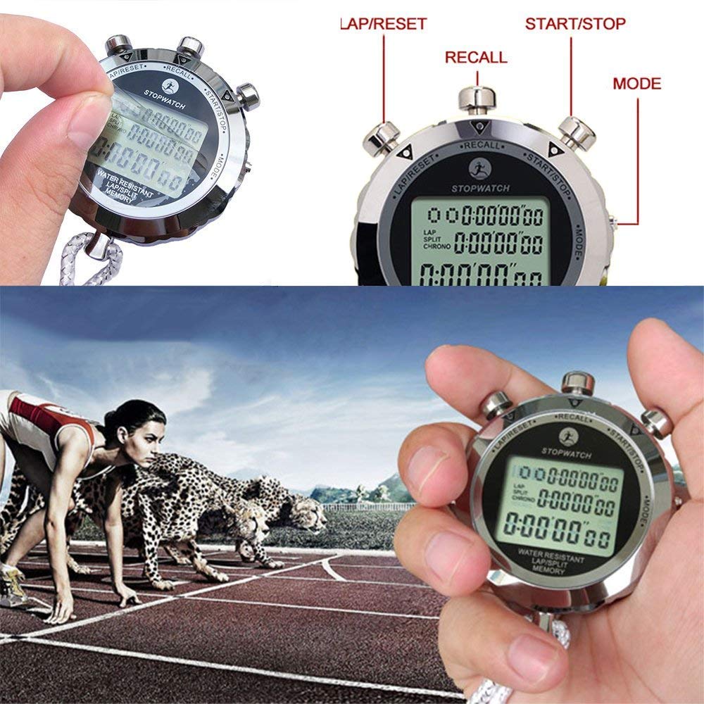 LAOPAO Metal Stopwatch Sports, 100 Pcs Memories 1/100 Seconds Precision