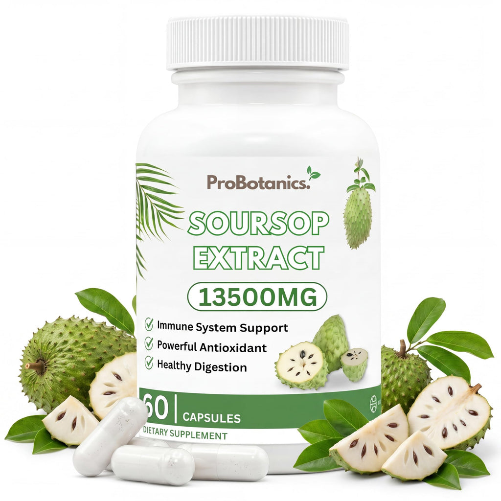 ProBotanics Organic Soursop for Cell Support & Regeneration | High Strength 450mg 30:1 Extract Equiv. to 13500mg Extract Per Serving | Powerful Antioxidant and Immune Support - 60 Capsules