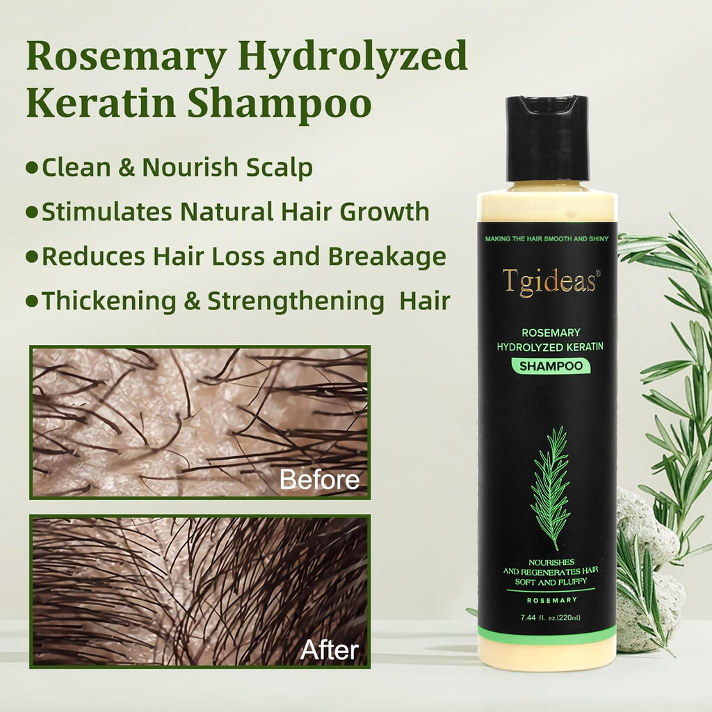 Rosemary Hair Growth Shampoo for Women and Men-Natural Thickening & Strengthening Shampoo with Hydrolyzed Keratin for Thinning Hair & Hair Loss 7.4 fl.oz - 2 Packs