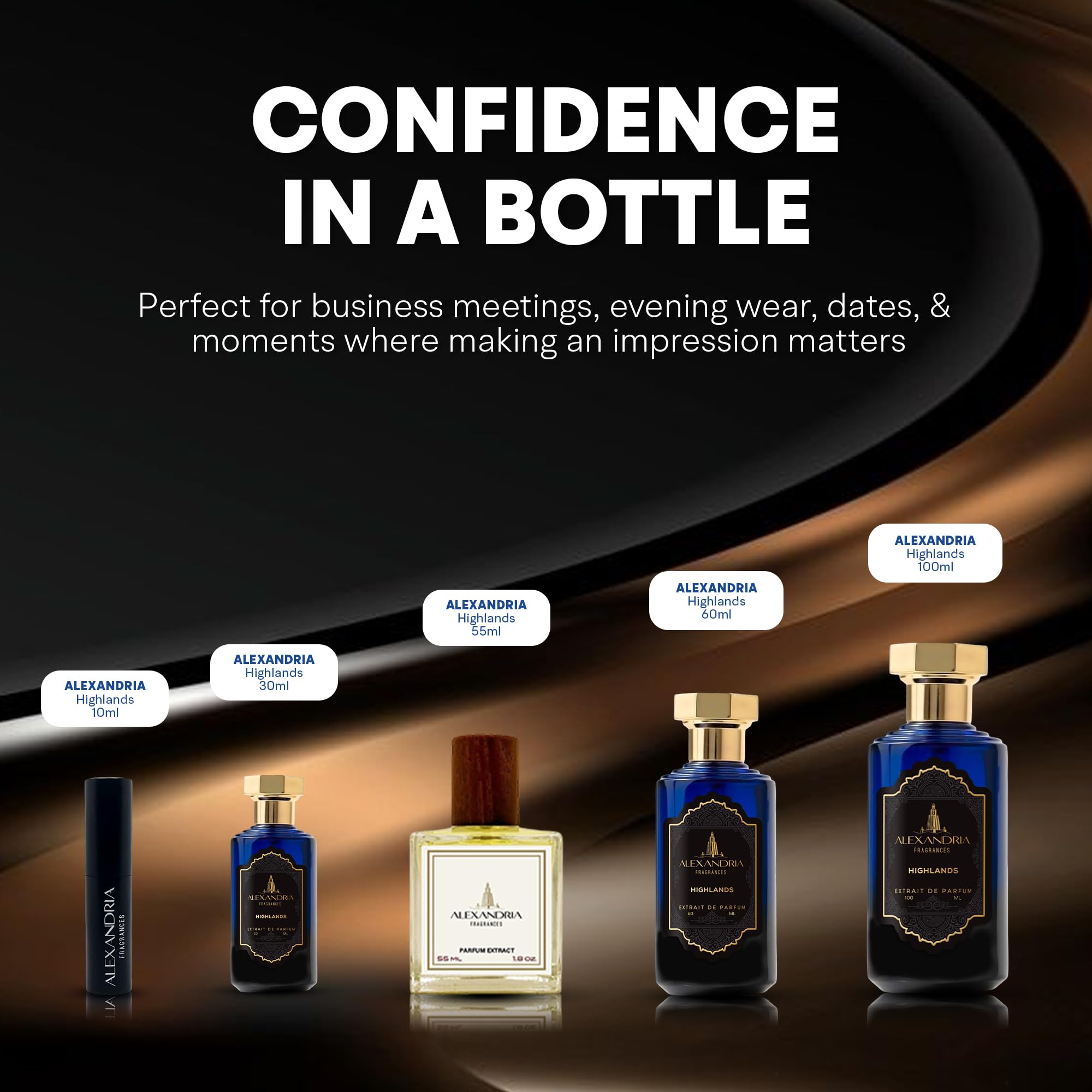 Alexandria Fragrances Highlands Perfume for Men - Long Lasting Alcohol Denat, Parfum, Aqua Fragrances - Elegant Highlands Men Cologne for Daily Use Day & Night - Perfect for Any Event - 55ml