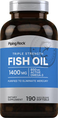 Piping Rock Fish Oil Omega 3 Supplement | 1400 mg | 190 Softgels