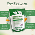 Bumbles Royal Gellee - 90 High Strength 500mg Royal Jelly Softgel Capsules to Support Immune System and Boost Energy, for Healthy Hair & Skin, Made in The UK by Nutri Well