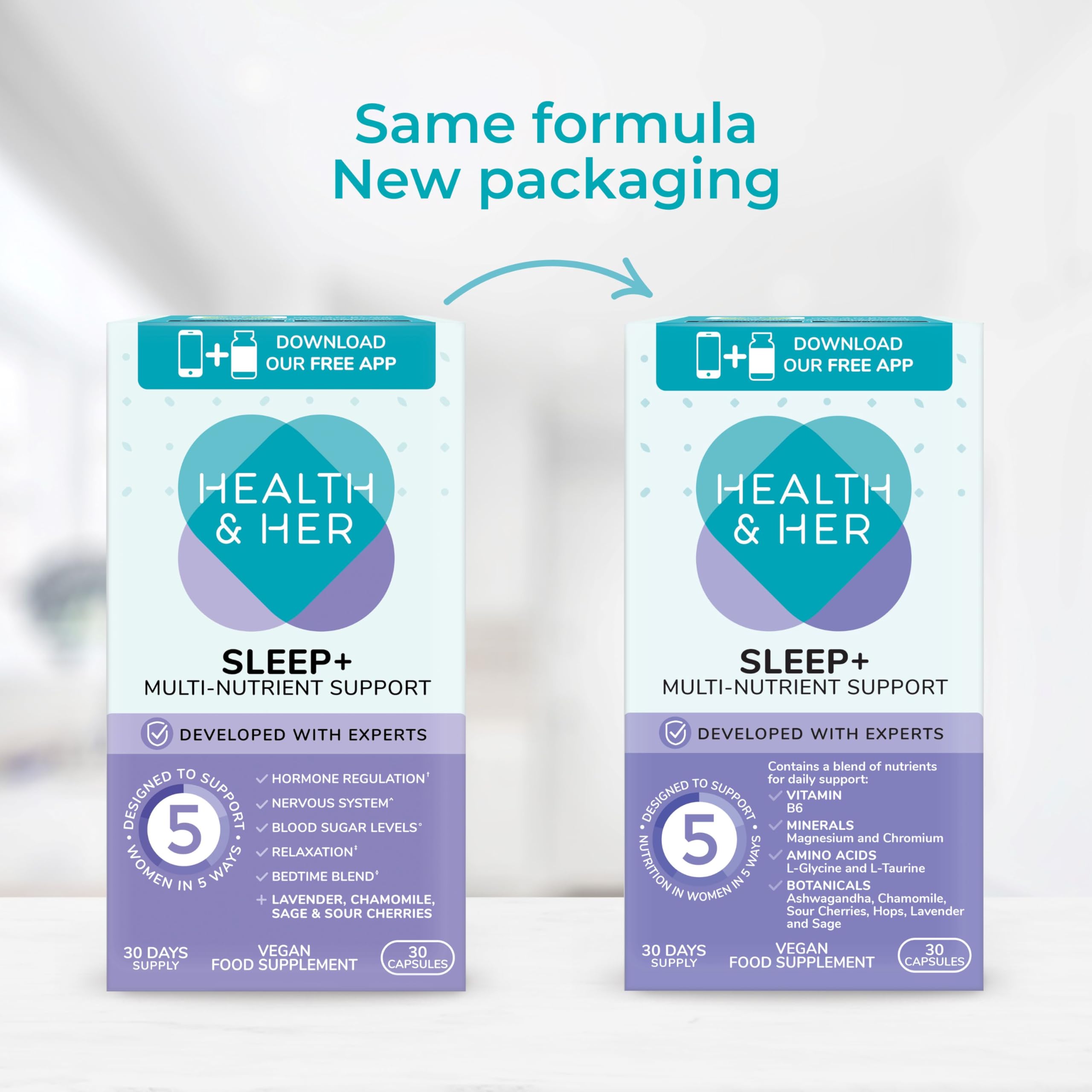 Health & Her Sleep+ Women's Supplement, Vegan, 60-Day Supply
