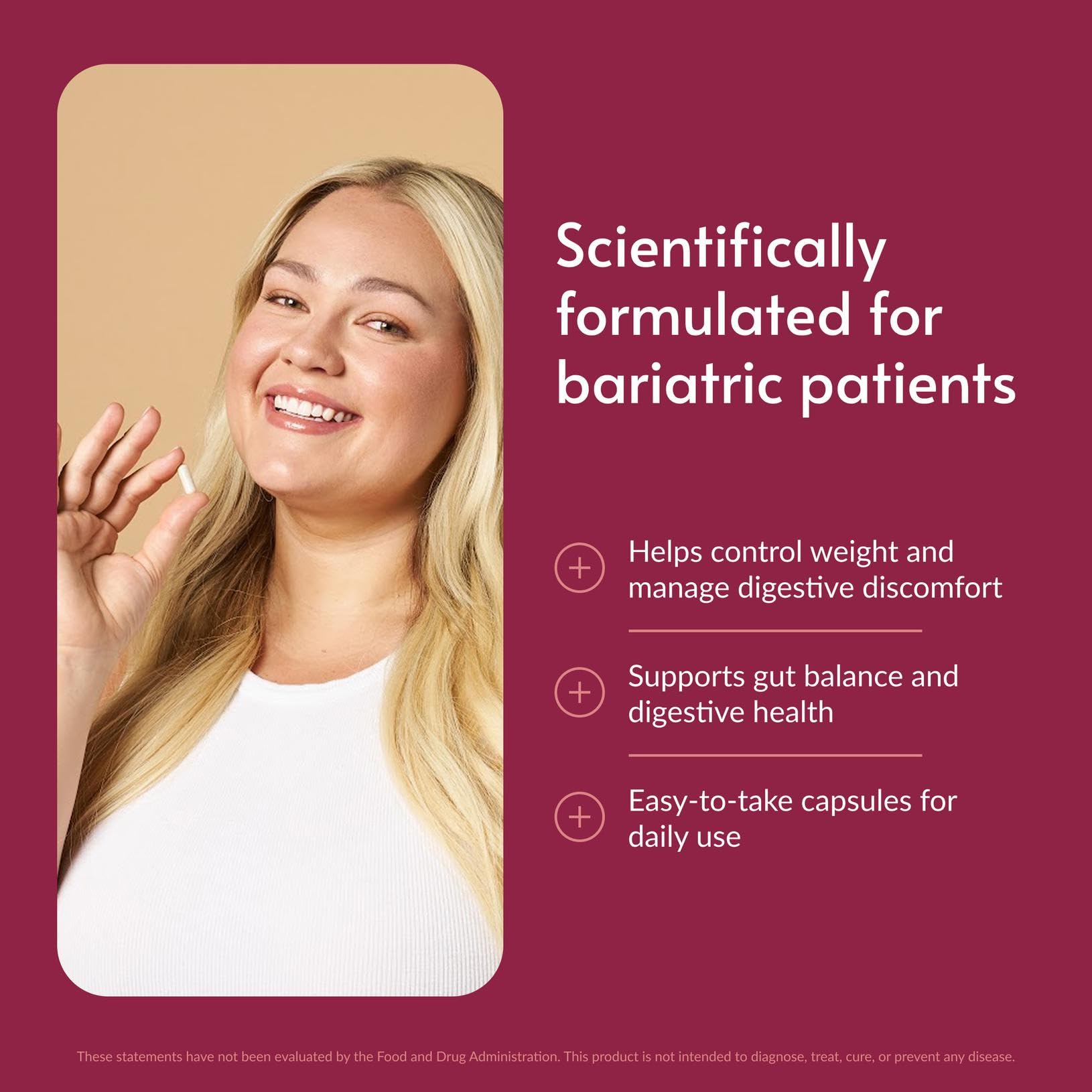 Bariatric Advantage FloraVantage Control - Probiotic Health for Bariatric Patients - Probiotic for Gut Health - Vegetarian & Non-GMO - 30 Count