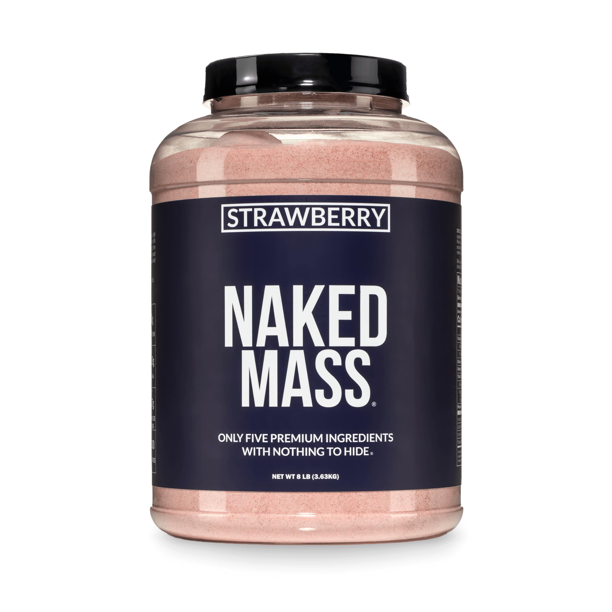 NAKED Strawberry Mass - 1,500 Calories, 50G Protein, Nothing Artificial. Strawberry Weight Gainer Protein Powder - 8lb Bulk, GMO Free, Gluten Free & Soy Free