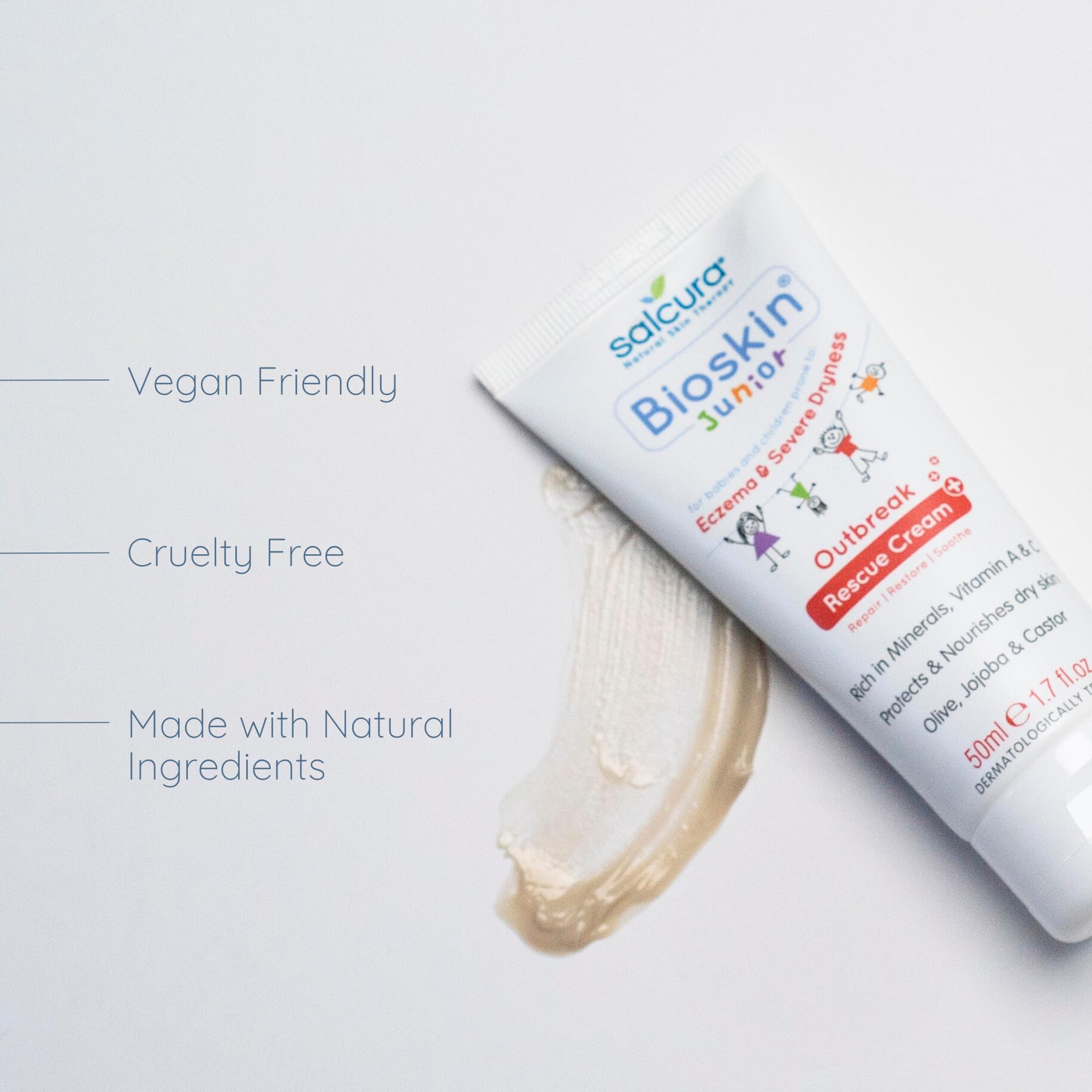 Salcura Natural Skin Therapy, Bioskin Junior Outbreak Rescue Cream, Packed With Natural Ingredients, Soothes Irritation, Nourish & Sooth Dryness & Flakiness, Supports The Skin Back To Health 50ml