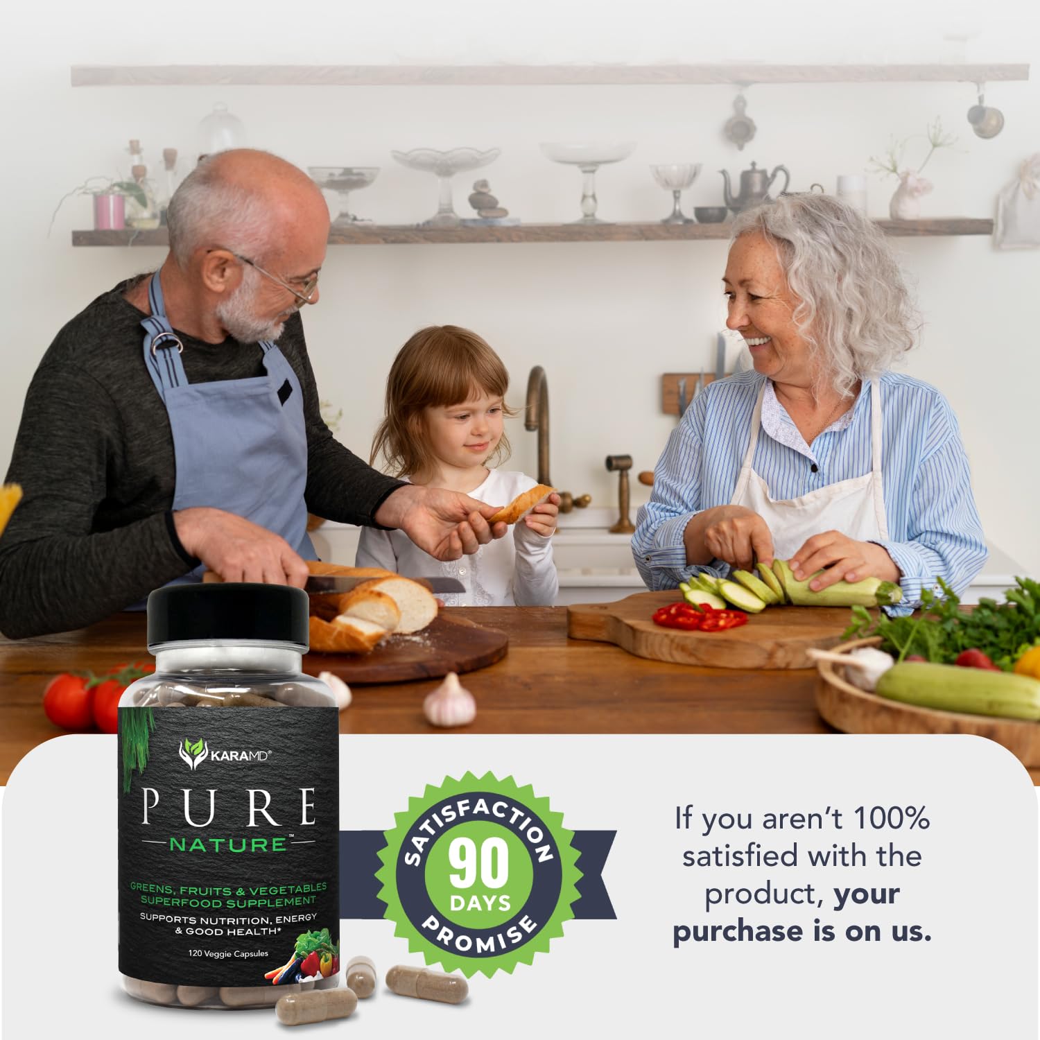 KaraMD Pure Nature | Greens, Fruit and Veggies Supplement | Whole Food Multivitamin & Antioxidants | 20 Fruits and Vegetables Supplements for Energy & Digestion | Gluten Free & Vegan Friendly (2 Pack)
