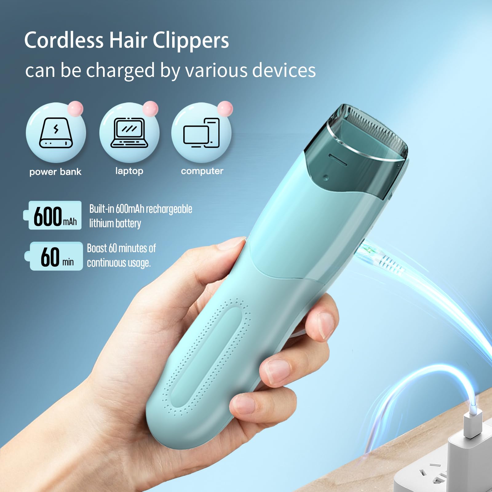 Favrison Vacuum Hair Clippers for Kids & Men, Electric Haircut Kit with Dual Motor Power, Cordless Professional Hair Trimmer, IPX7 Waterproof & Rechargeable