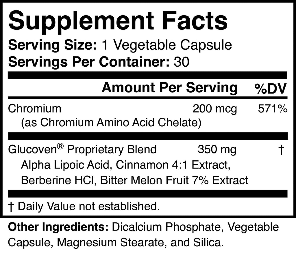 Glucoven Natural Metabolic Support Supplement, Vegan, Gluten-Free