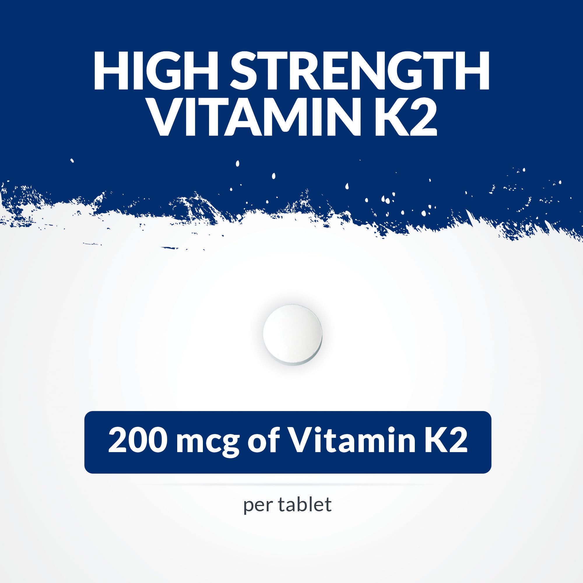 Vitamin K2 MK7 200mcg - 365 Vegan Tablets not Capsules - 1 a Day - 1 Year Supply - High Strength VIT K2 Menaquinone - Easy to Swallow - Made in the UK - Nu U Nutrition