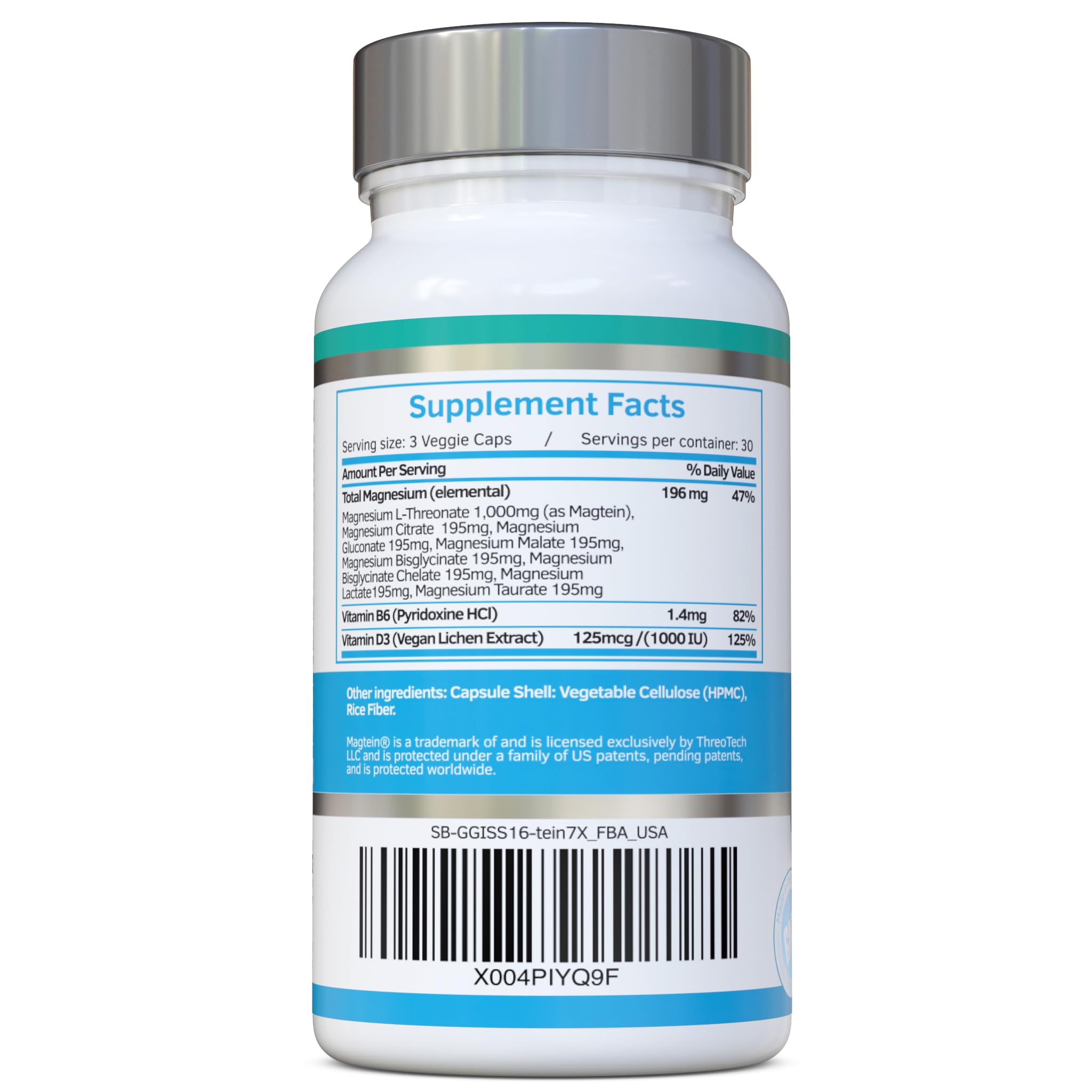 Magnesium L-Threonate Complex 7-in-1 with 1000mg of Magtein Plus Magnesium as Bisglycinate, Taurate, Citrate, Gluconate, Malate & Lactate - Supports Sleep - Vegan, US Made and No Artificial Nasties