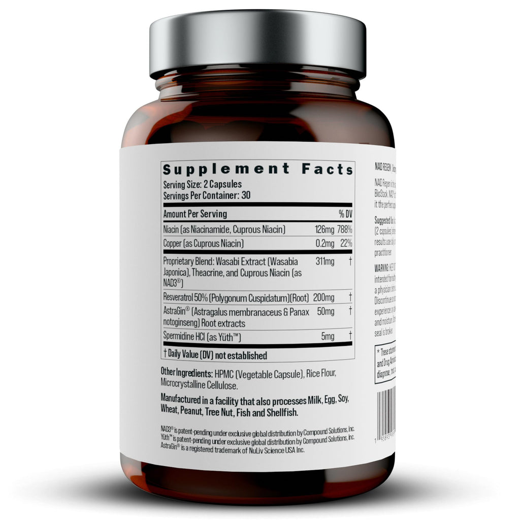 BIOSTACK NAD Regen | NAD3 Supplement with Yüth Spermidine, Resveratrol & Niacinamide | NMN Alternative for Energy, Anti-Aging & Longevity | 30 Day Supply