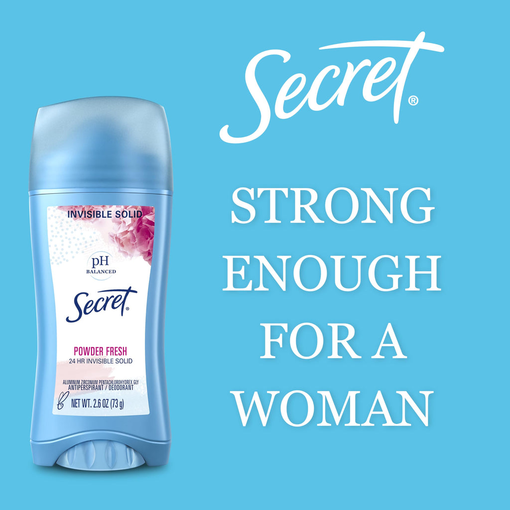 Secret Roll-On Antiperspirant and Deodorant for Women, 24hr Sweat & Odor Protection, PH Balanced Formula, Powder Fresh Scent, 1.8 oz (Pack of 12)