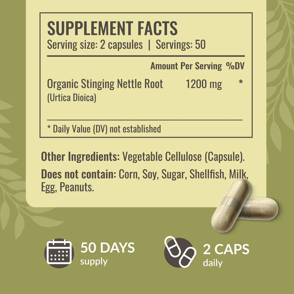 HERBAMAMA Stinging Nettle Capsules - 1200mg Stinging Nettle Root Extract for Urinary Tract Support - Vegan, Non-GMO Urtica Dioica Supplement
