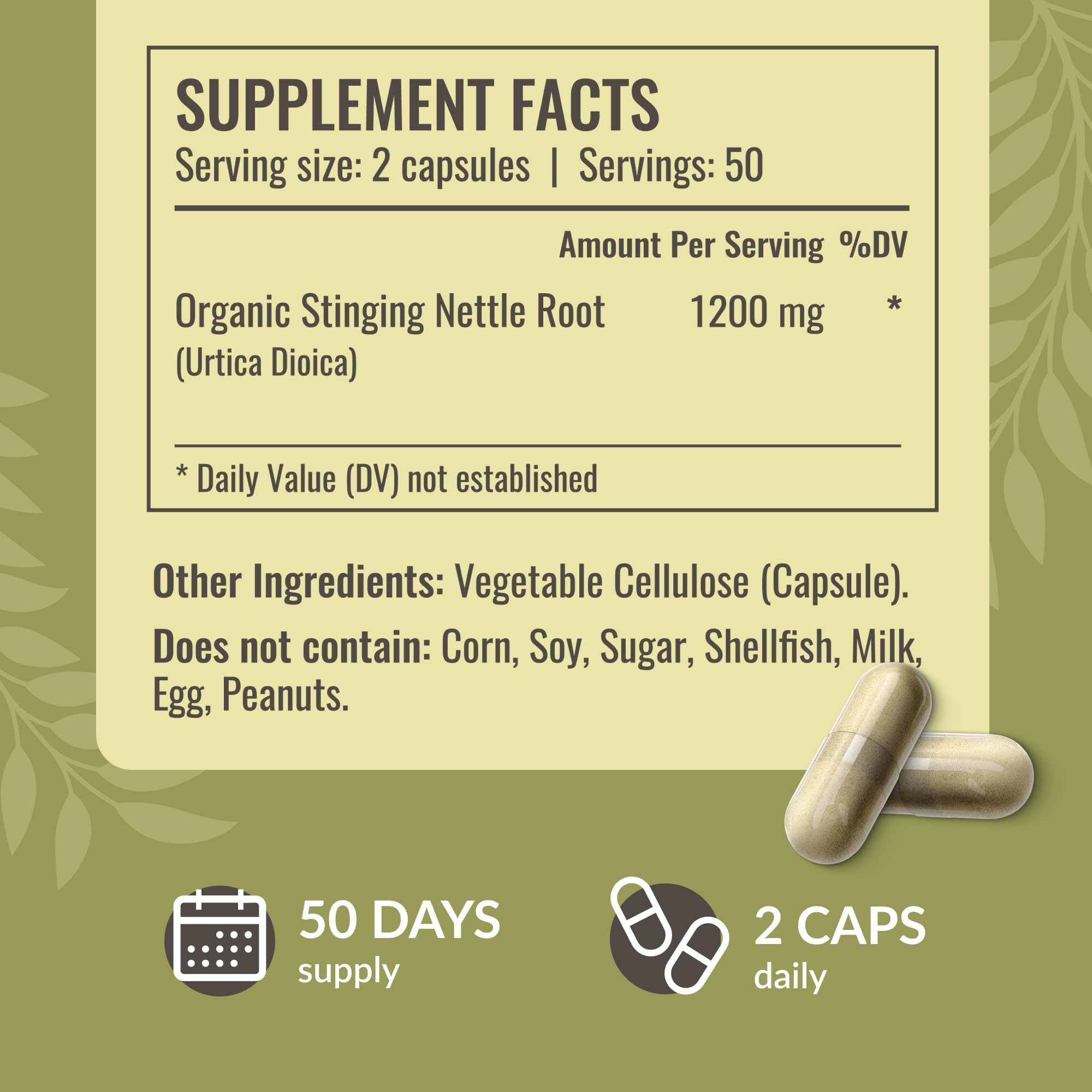 HERBAMAMA Stinging Nettle Capsules - 1200mg Stinging Nettle Root Extract for Urinary Tract Support - Vegan, Non-GMO Urtica Dioica Supplement