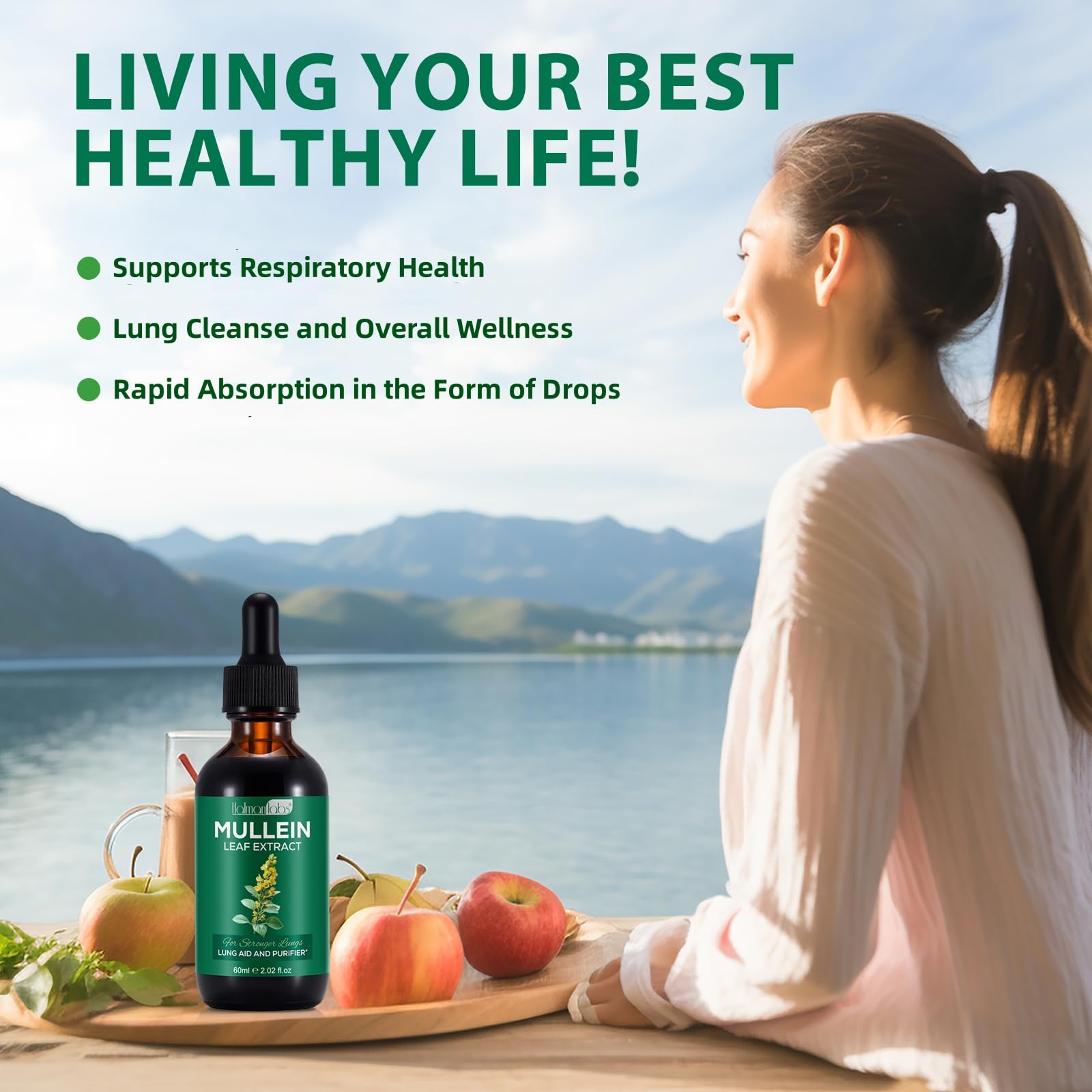 caqorzo Mullein Drops, Mullein Leaf Extract for Lung Cleanse and Respiratory Support,Mullein Herbal Supplements(2.02fl.oz)