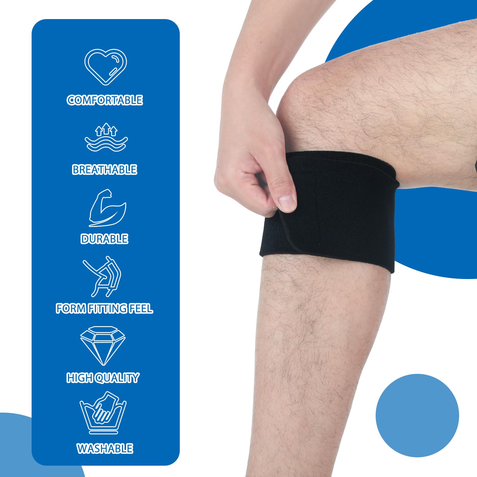 Foilswirl 3 Pcs Anti Slip Strap Knee Brace Support Anti Slip Strap to Prevent Skin Chafing and Slipping with Knee Brace to Prevent Skin Chafing and Slipping