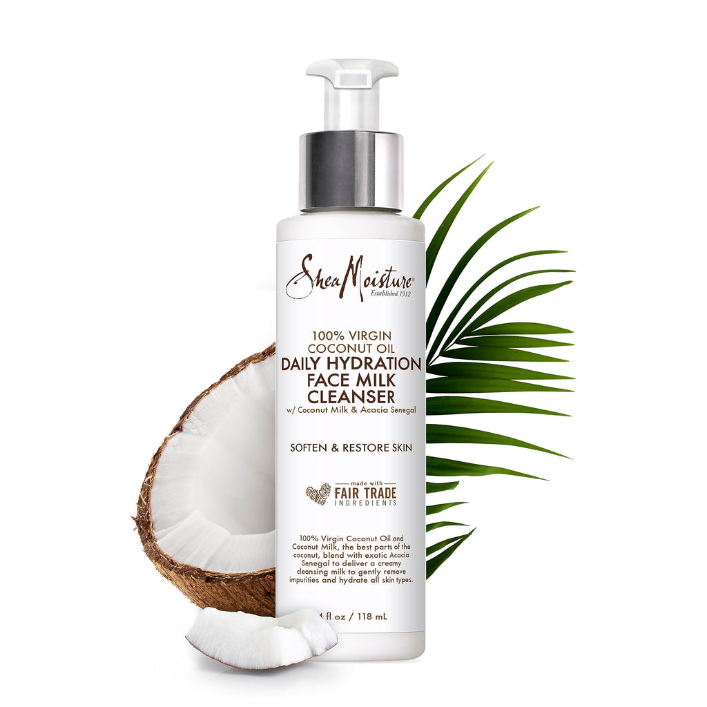 SheaMoisture Face Wash for Women & Men - Hydrating Facial Cleanser with 100% Virgin Coconut Oil, Acacia Senegal, Coconut Milk, Daily Face Cleanser for Soft and Restored Skin, 4 Fl O