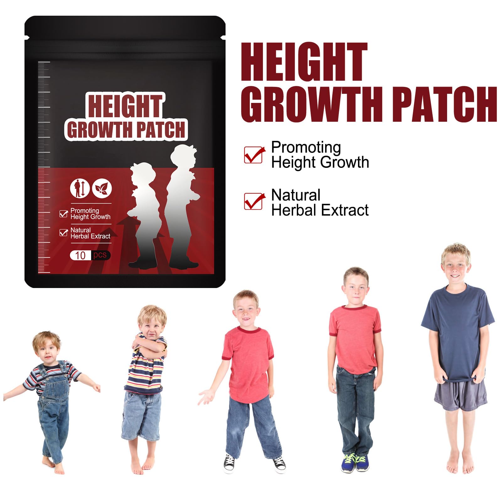 Pack of 10 Height Growth Patches, Height Growth Foot Patches, Growth Enhancer Patches, Bone Growth Foot Patches to Increase Body Growth, Height Growth Patches for Adults and Teenagers