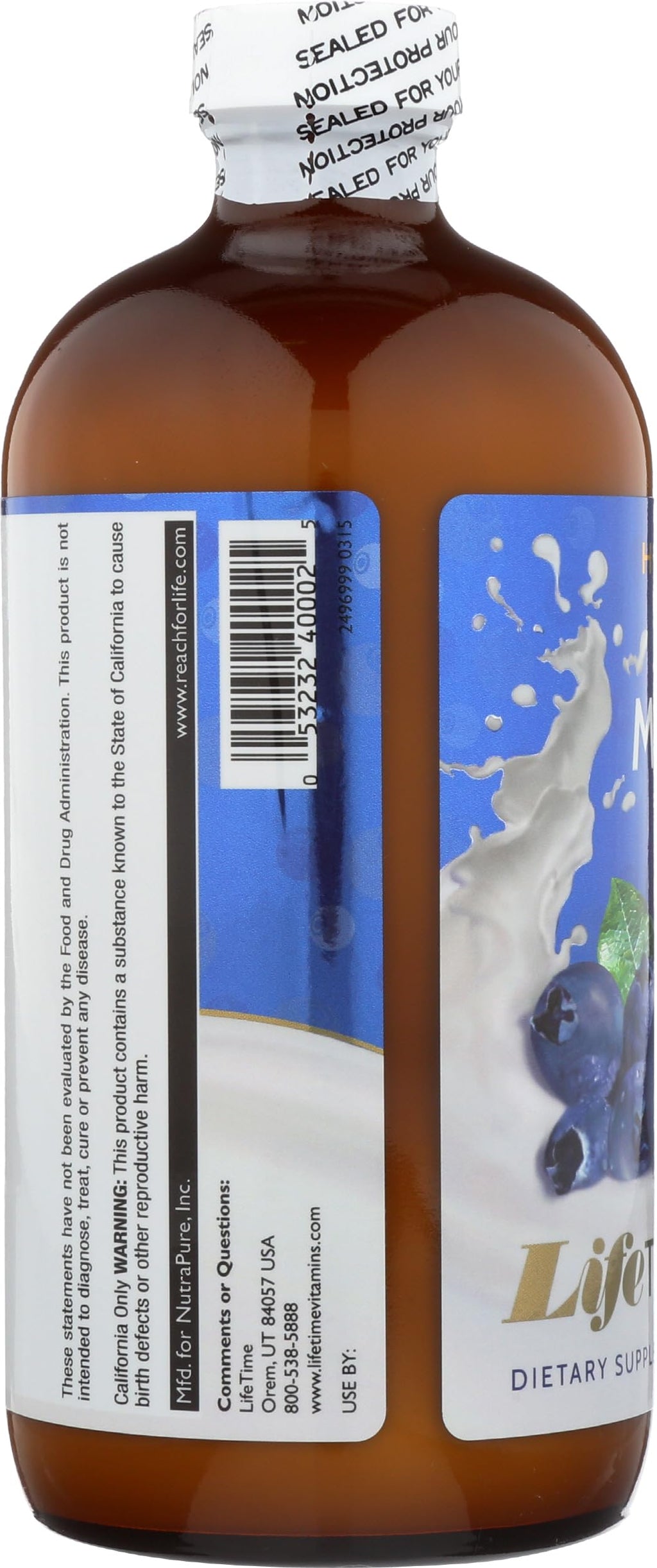 DYNAMIC HEALTH VitaLiquids Bone Support - Calcium Magnesium Supplement w/ Vitamin D - Supports Strong Bones w/ Calcium Citrate, Vitamin D3, Blueberry Flavor, Vegan, Gluten Free, 32 Servings, 16oz