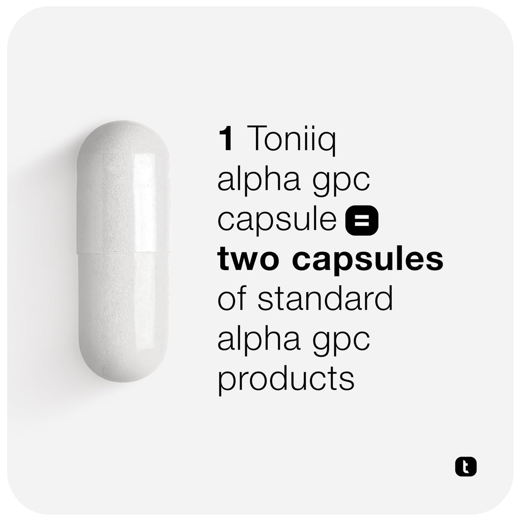 Toniiq Ultra High Purity Alpha GPC Capsules - 600mg Concentrated Formula - 90%+ Highly Purified and Bioavailable Nootropic - 120 Capsules Alpha GPC Supplement
