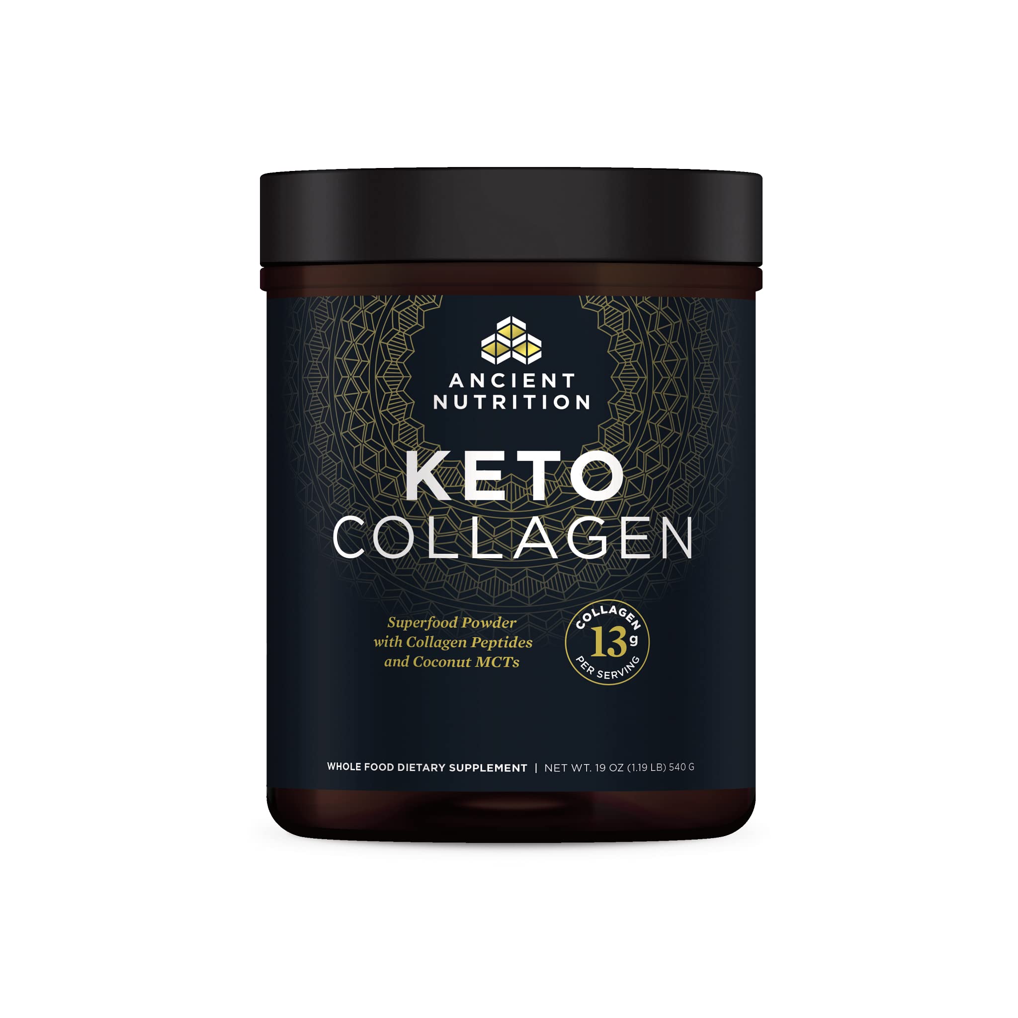 Ancient Nutrition Keto Collagen Powder Drink Mix, Keto Diet Supplement with MCT, Hydrolyzed Collagen Peptides to Support Healthy Skin and Joints, 30 Servings, 19 oz (Packaging May Vary)