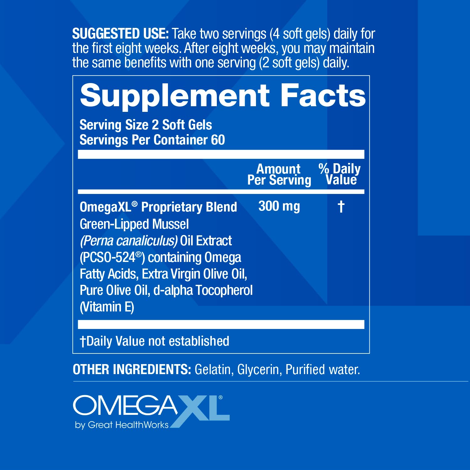 OmegaXL Joint Support Supplement - Natural Muscle Support, Green Lipped Mussel Oil, Soft Gel Pills, Drug-Free, 120 Count