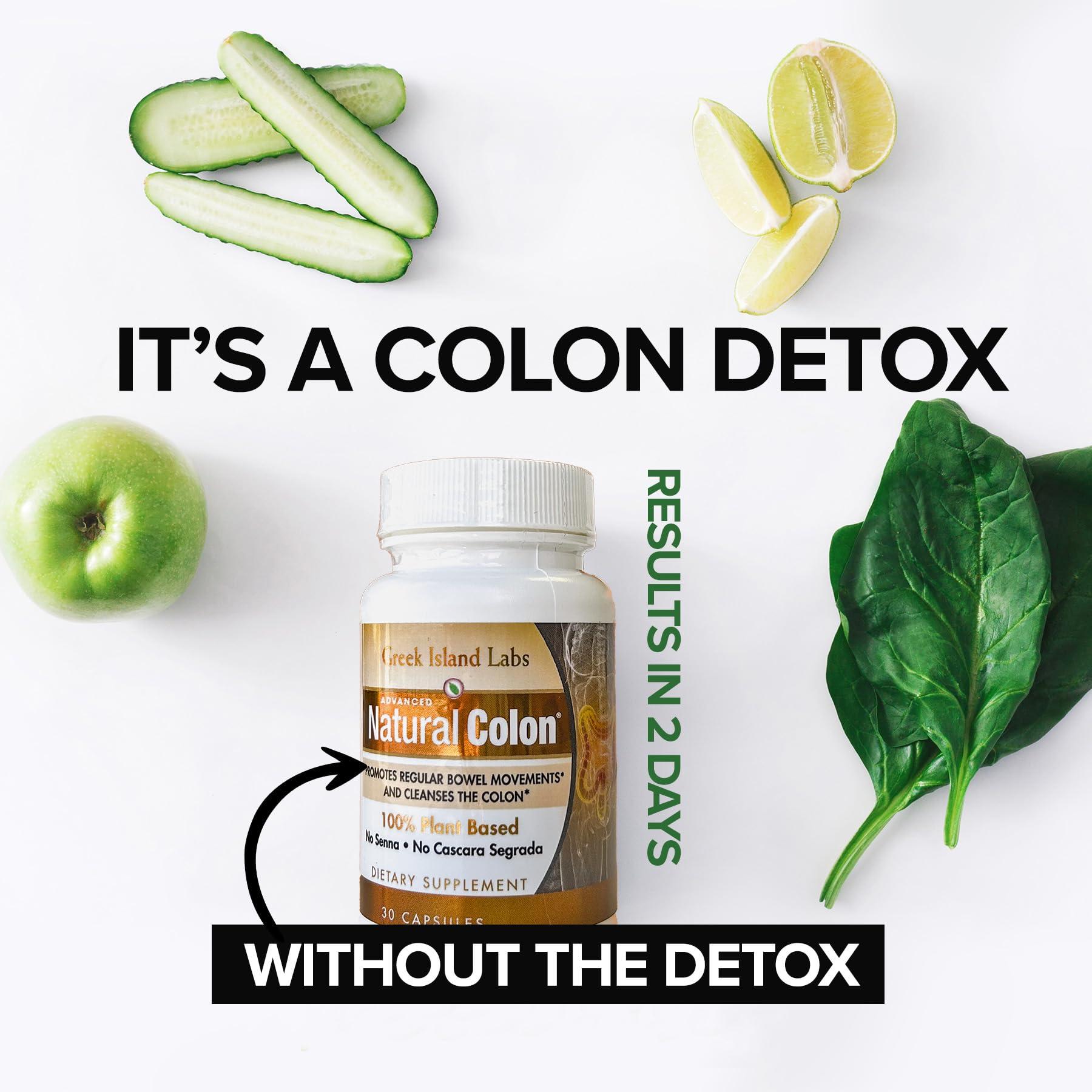 Greek Island Labs Natural Colon Cleanse Supplements – 30-Day Supply – Gentle Digestive Detox – Helps Reduce Gas, Bloating & Constipation – Supports Healthy Gut Function