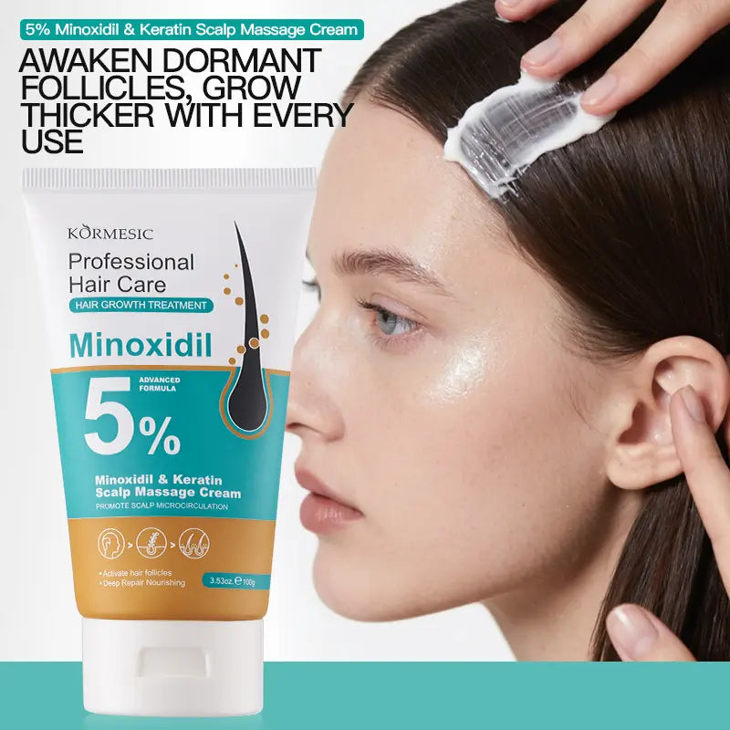 [BUY 1 GET 1 FREE]KÖRMESIC 5% Minoxidil Hair Growth Scalp Massage Cream with Keratin & Ginger for Men Women Prevents Loss Repairs Follicles Promotes Fast Regrowth Strengthens Roots Buy 1 Get 1 Free