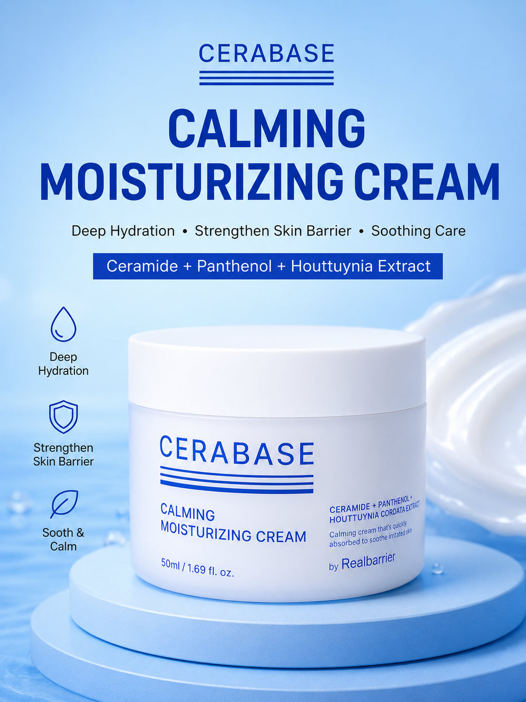 Real Barrier CERABASE Calming Moisturizing Cream 50Ml Ceramide Panthenol Kbeauty