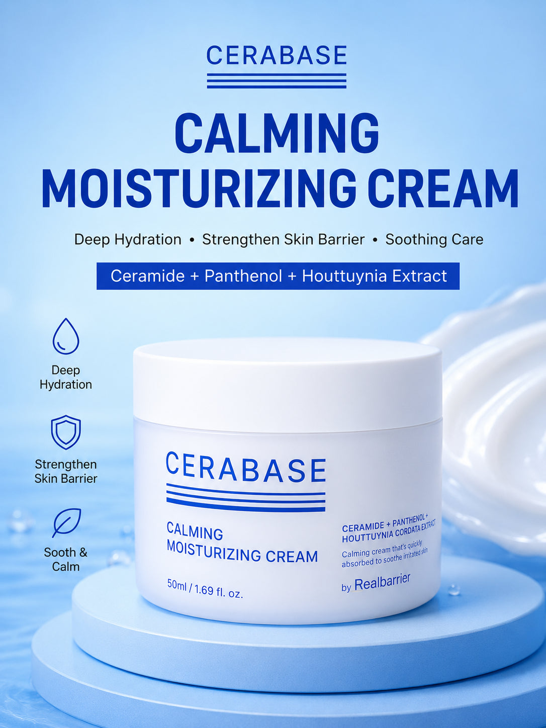 Real Barrier CERABASE Calming Moisturizing Cream 50Ml Ceramide Panthenol Kbeauty