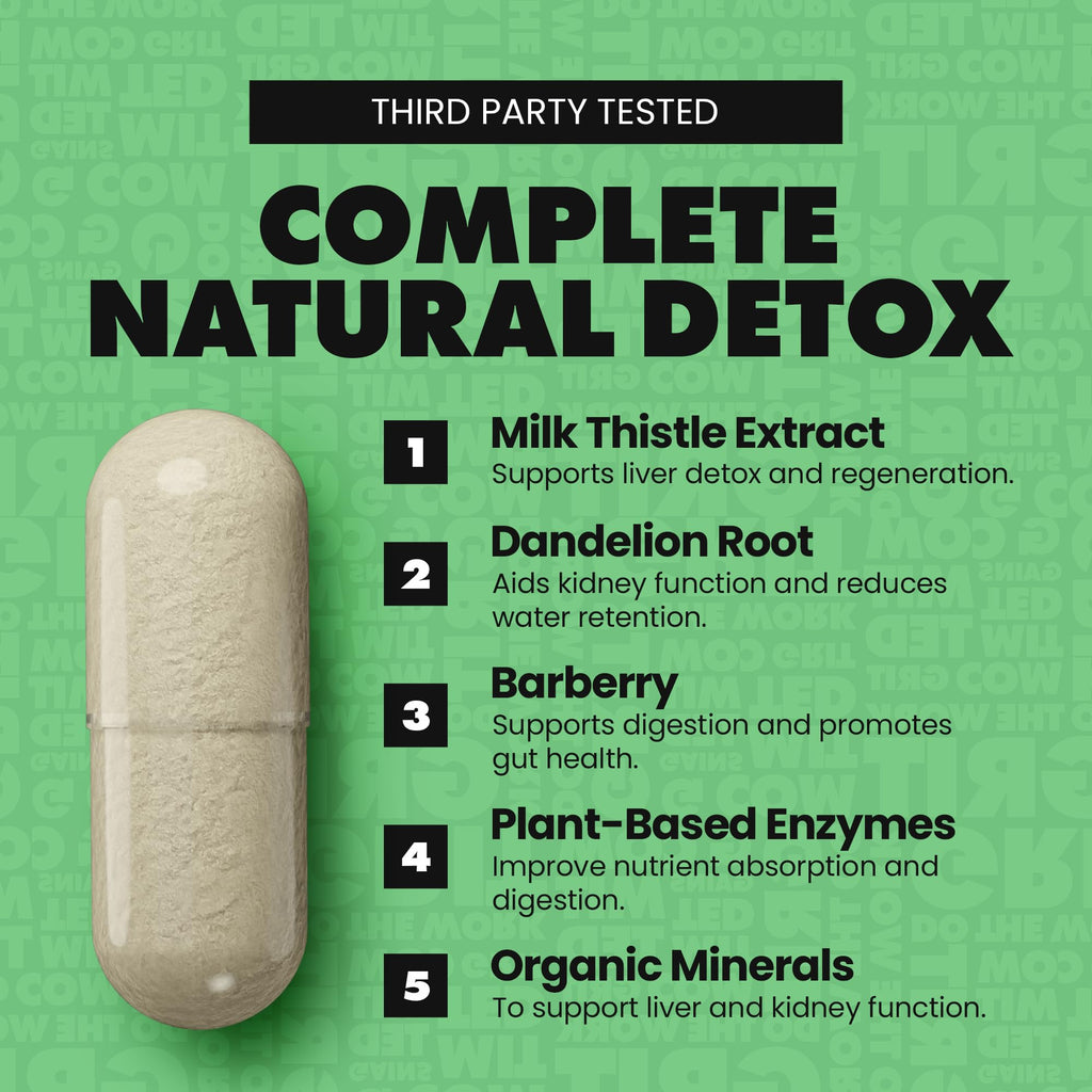 Gains in Bulk Liv Clean, Liver & Kidney Cleanse & Repair, Liver Support Supplement with Milk Thistle Extract, Dandelion Root, Digestive Enzymes, Organic Minerals and Nutrients, 60 Vegetarian Capsules