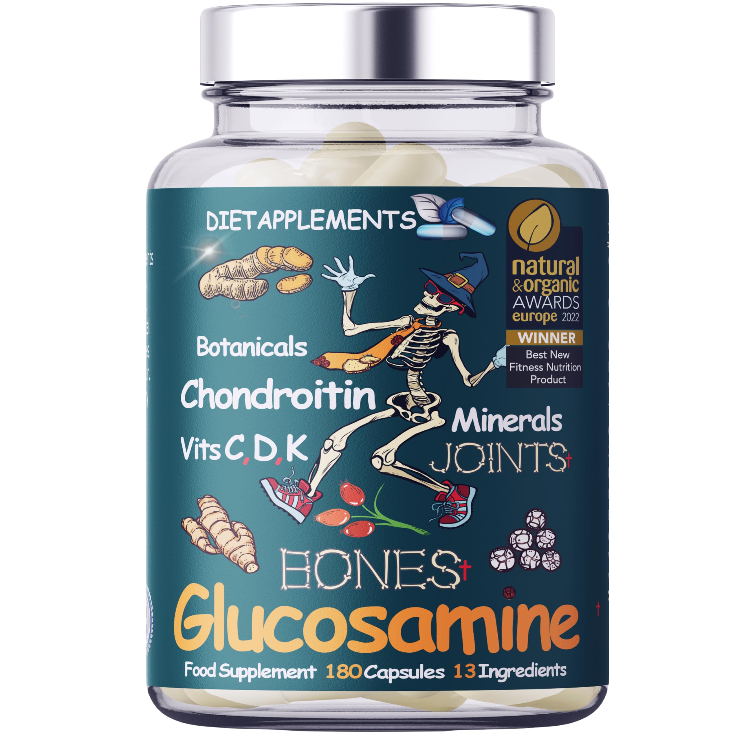 Glucosamine, Chondroitin, Turmeric, Vitamins for Bones, Joints 180 Capsules