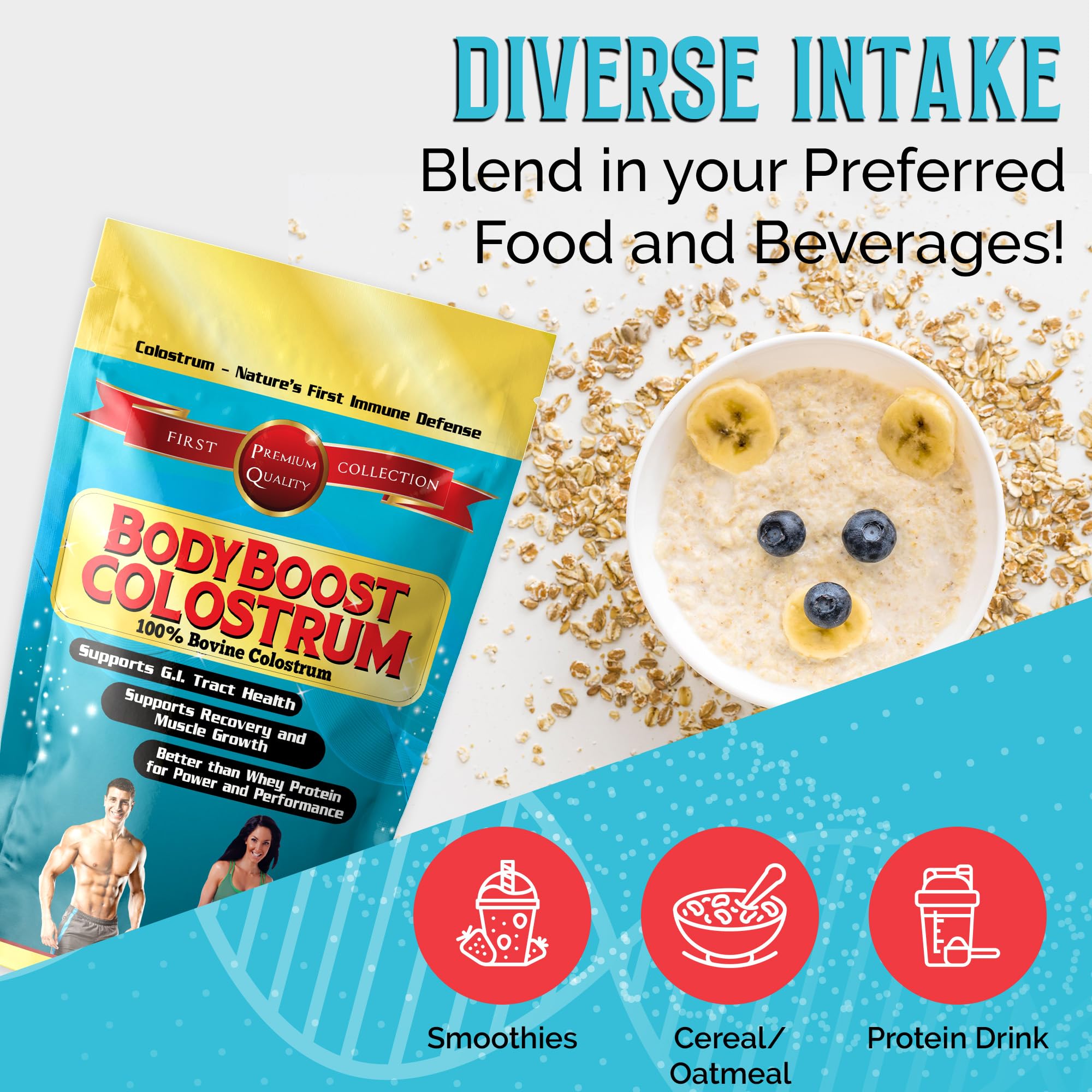 BodyBoost Whole Colostrum, 100% Bovine Colostrum Powder, Immune Booster with Immunoglobulin & Lactoferrin, Grass Fed Colostrum for Gut Health, 16 oz
