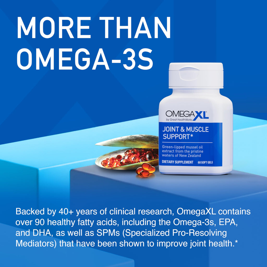 OmegaXL Joint Support Supplement, for Relief - Natural Muscle Support, Green Lipped Mussel Oil, Soft Gel Pills, Drug-Free, 60 Count