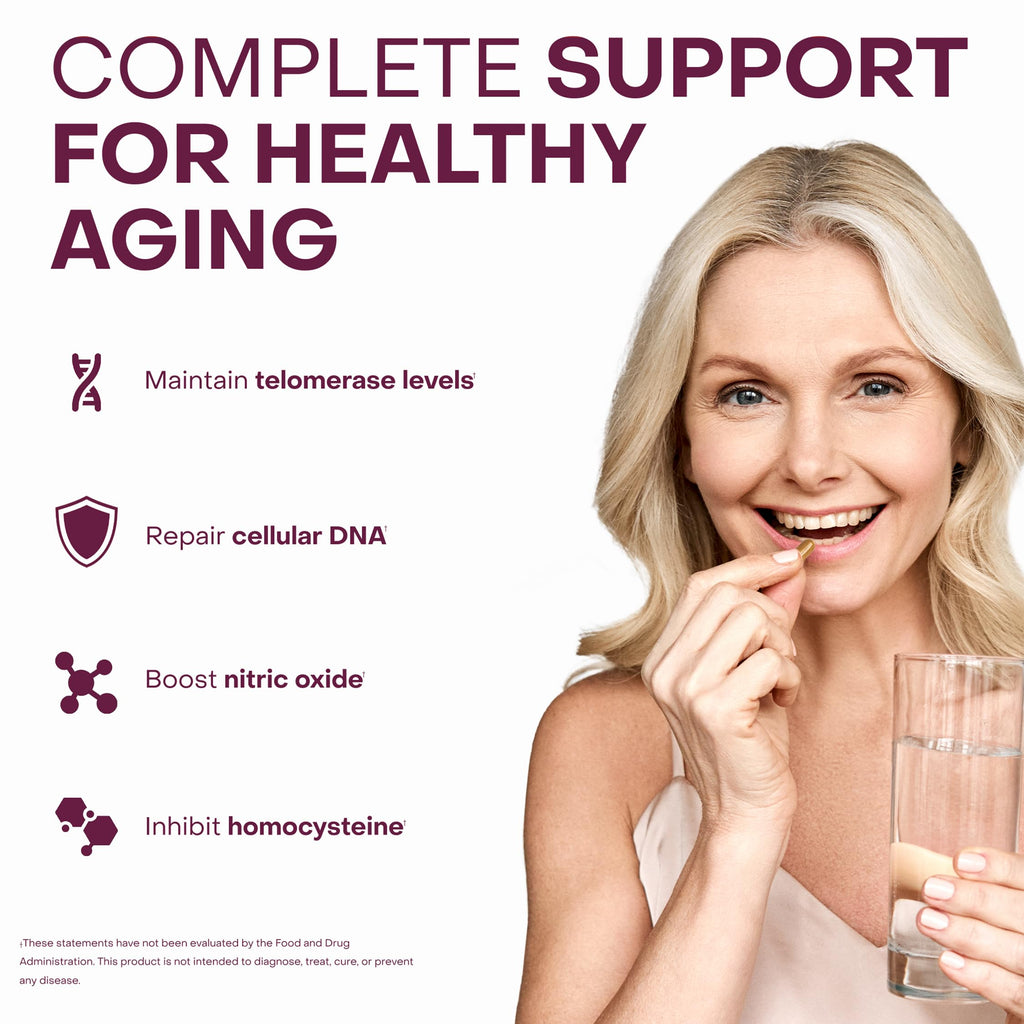 Healthycell Telomere Length Supplement - Anti-Aging Telomere Lengthening Supplements with Phytonutrients & Vitamins for Cellular Health - AC-11, Astragalus & Resveratrol - 30 Capsules