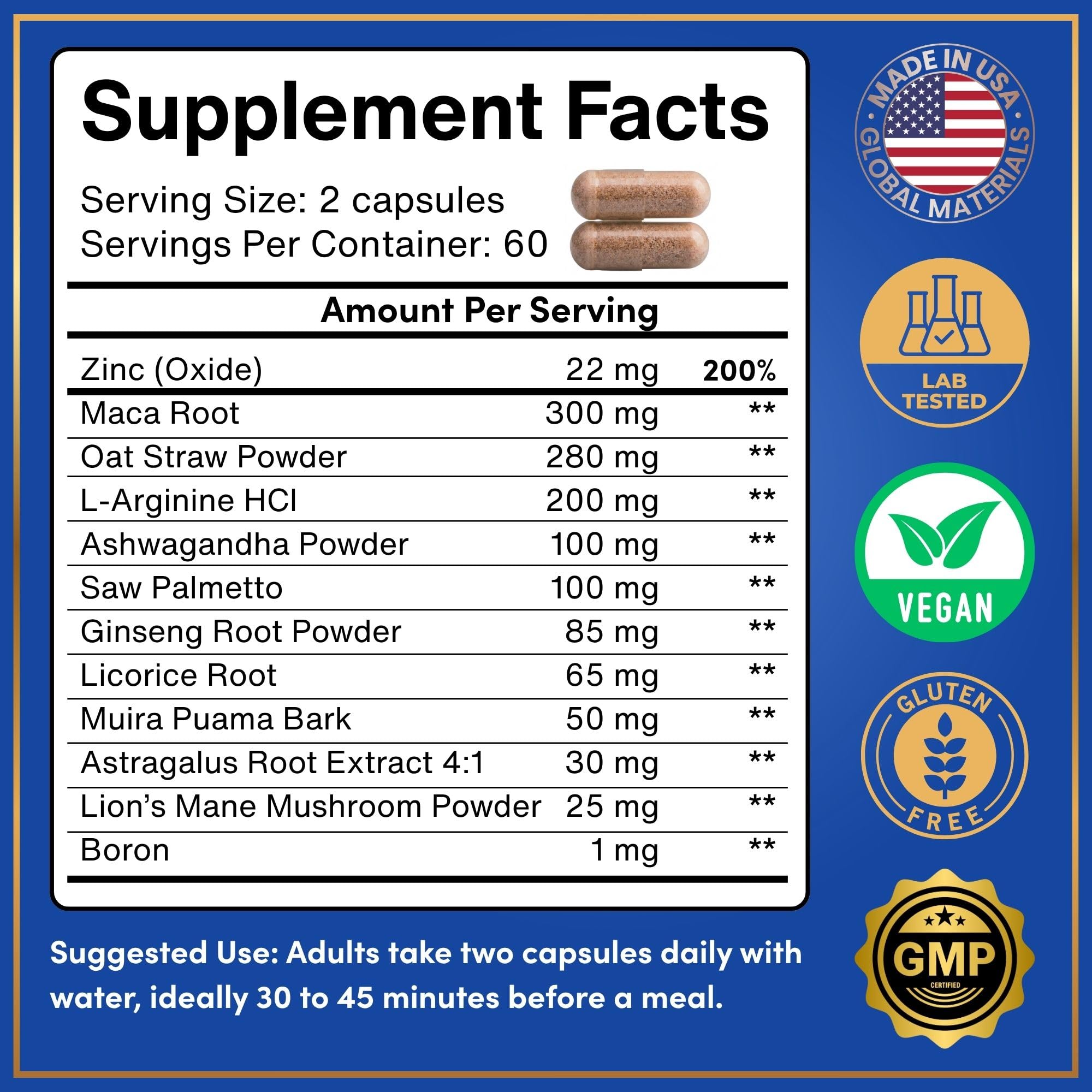 Male Fertility Supplement with Maca Root - Mens Health Conception Fertility Prenatal Vitamins Plus Natural Extracts - Prenatal Fertility Supplements for Men - 3rd Party Tested - 120 Capsules, 2 Month