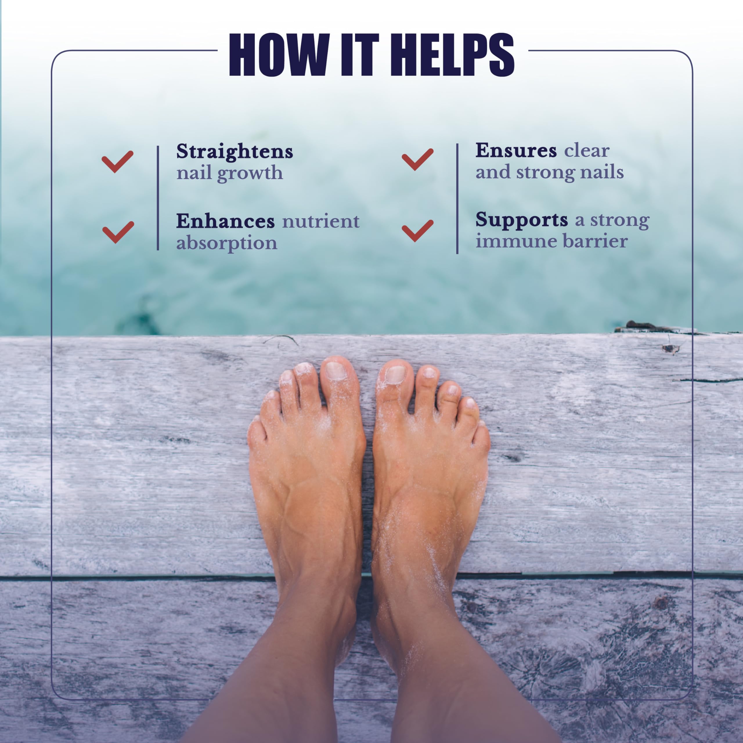 NATION HEALTH MD Bare Feet - Toenail Care - Nails Supplement with Vitamin A, Vitamin C, Oregano Powder and More - Nail Repair, Growth and Nail Care – Foot Health, 60 Capsules