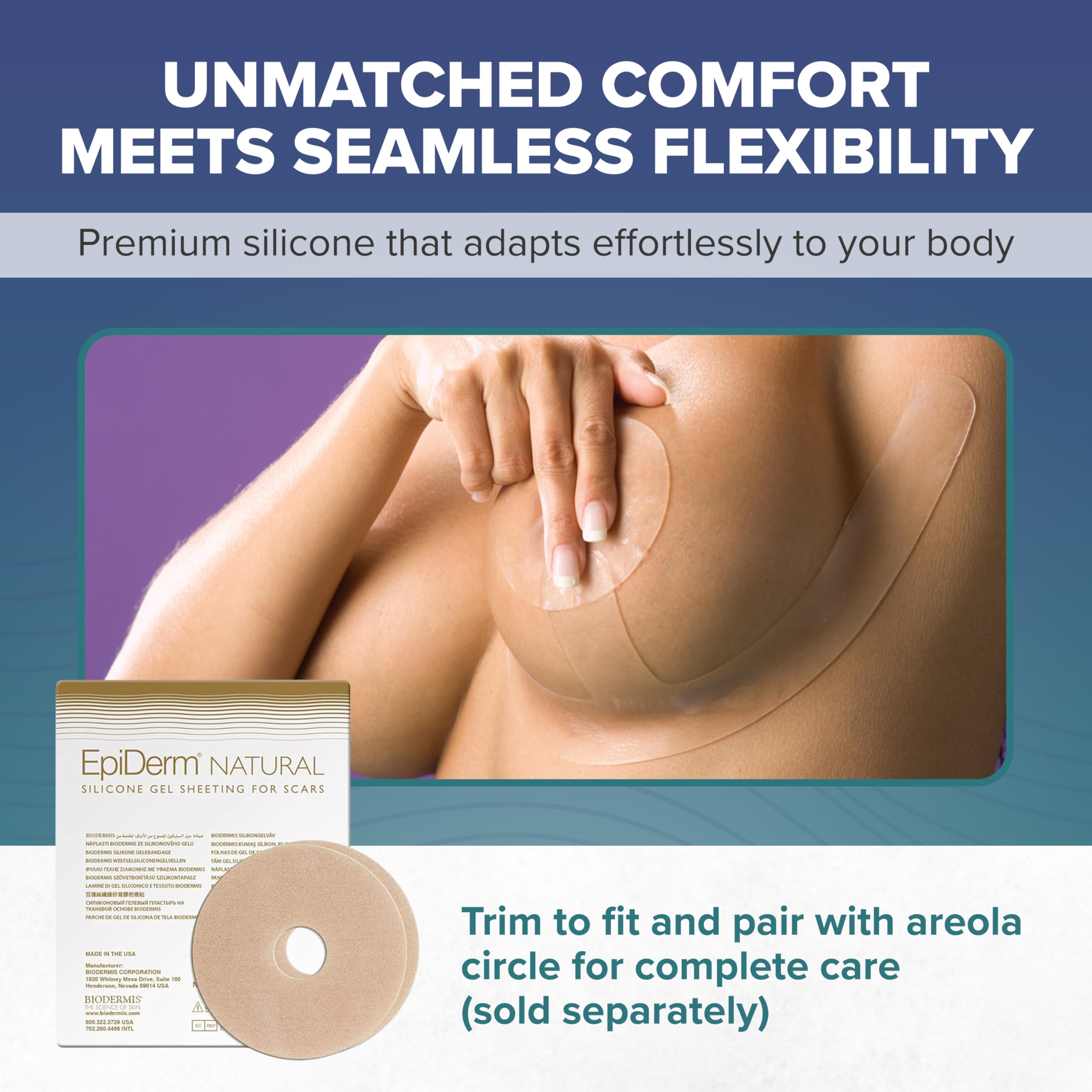 Epi-Derm Mastopexy Anchor Shape Silicone Scar Tape – Professional-Grade Silicone Scar Sheets for Breast Reduction, Breast Lift & Surgical Scar Care – Reusable, Washable Breast Scar Tape