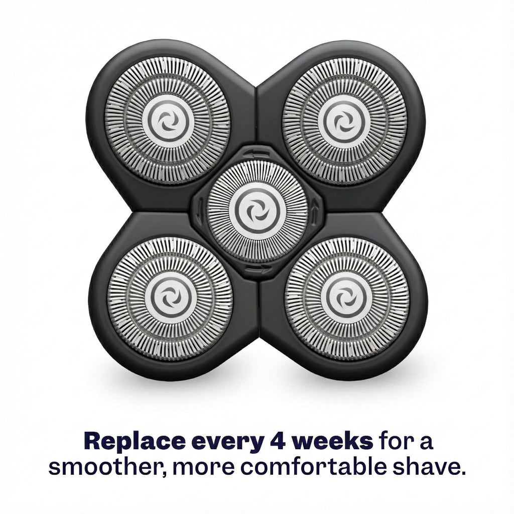 Freebird FlexSeries Electric Head & Body Hair Shaver - Mens Cordless Rechargeable Wet/Dry Skull Bald Head Back & Groin Waterproof Razor with Rotary Blades, Clippers, Nose Trimmer, Brush, Massager