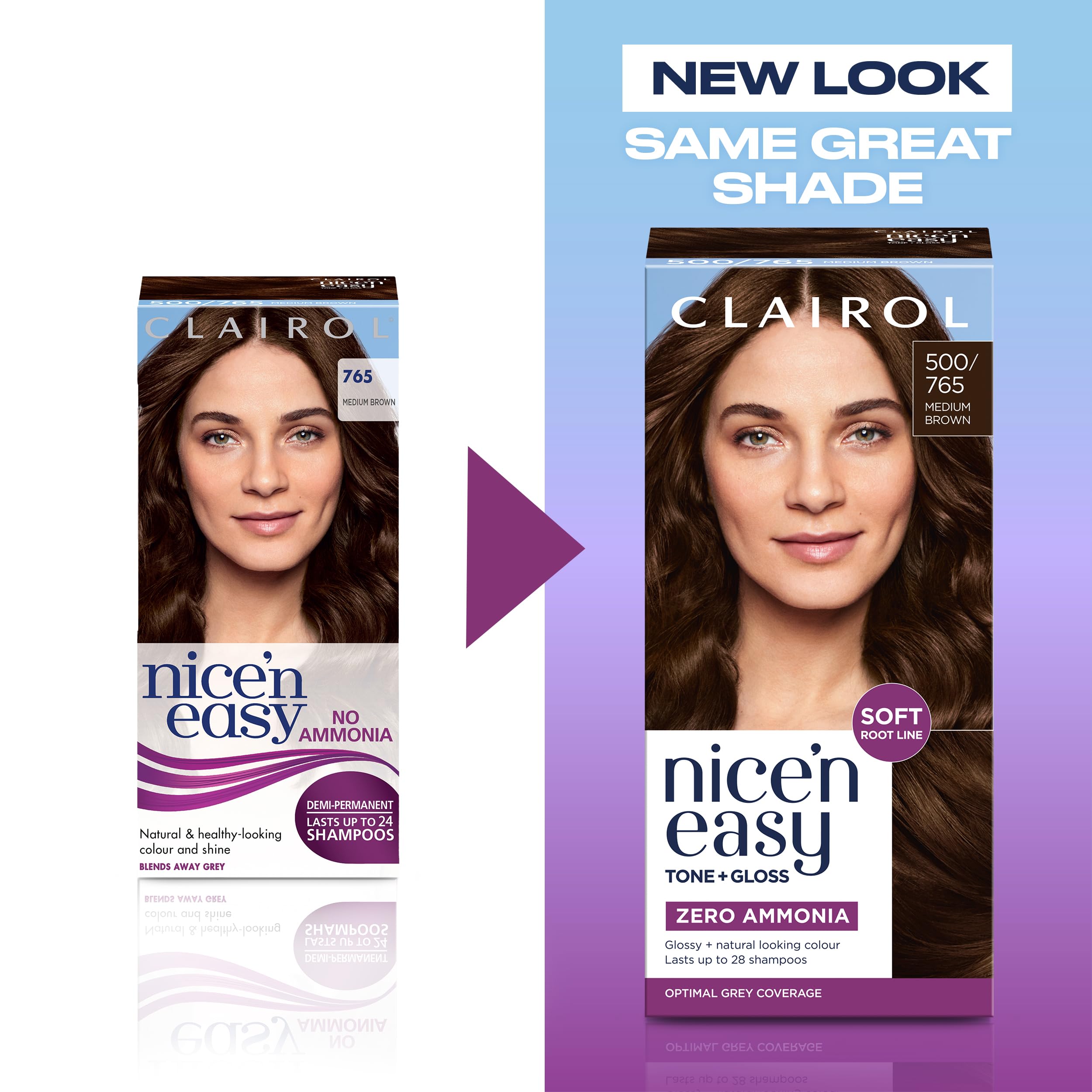 Clairol Nice'n Easy Tone+Gloss Semi Permanent Hair Dye - 500/765 Medium Brown