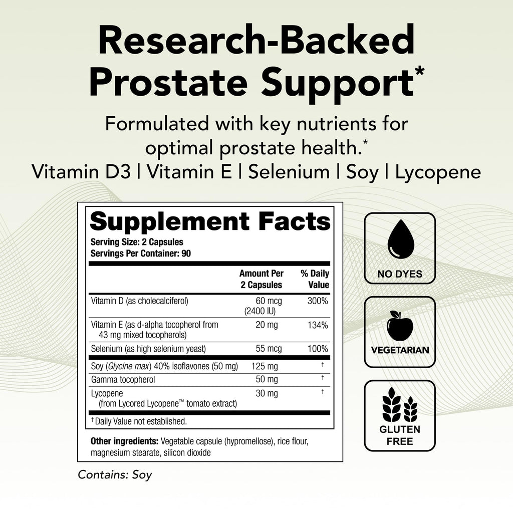 Theralogix Prostate 2.4 Nutritional Supplement - 90-Day Supply - Prostate Health for Men - Supports Healthy Prostate Tissue - Lycopene, Vitamin D3, Selenium & Vitamin E - NSF Certified - 180 Capsules