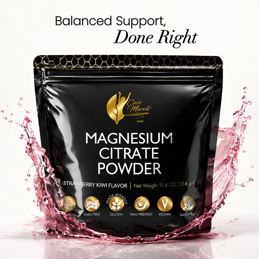 Cocó March N.M.D Magnesium Citrate Powder – Magnesium Supplement for Sleep & Relaxation, Digestive & Brain Support – Vegan, Gluten Free, Keto Friendly & Non-GMO – Strawberry Kiwi Flavor, 45 Day Supply