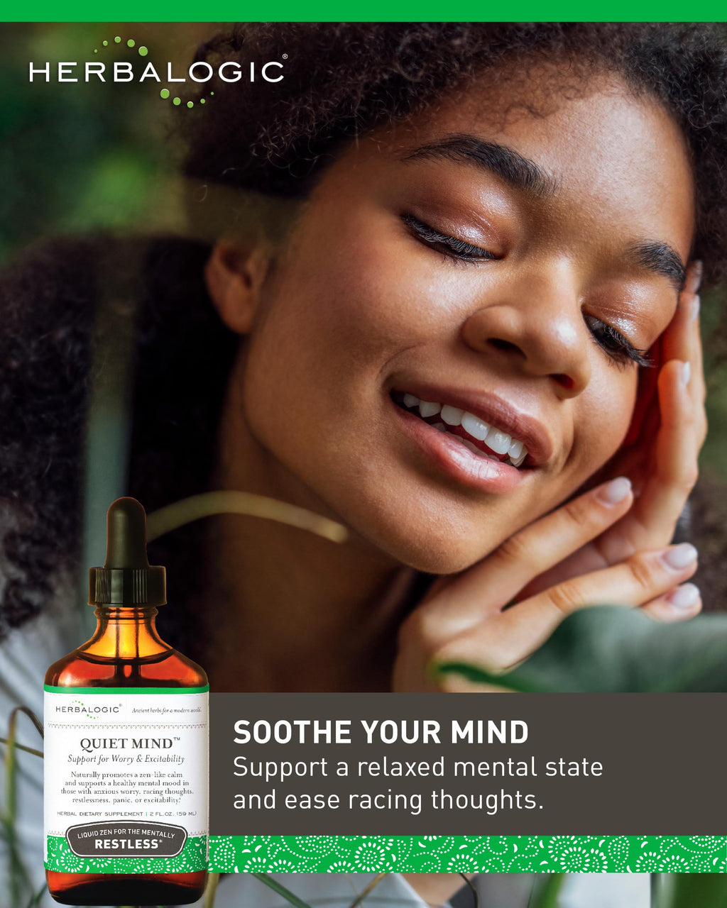 Herbalogic - Quiet Mind Liquid Herb Drops - Non-Sedating, Promotes a Feeling of Zen-Like Calm - Eases Worry and Panicky Mood - Based on the Traditional Chinese Formula GUI Pi Tang - 2 Fl. Oz.