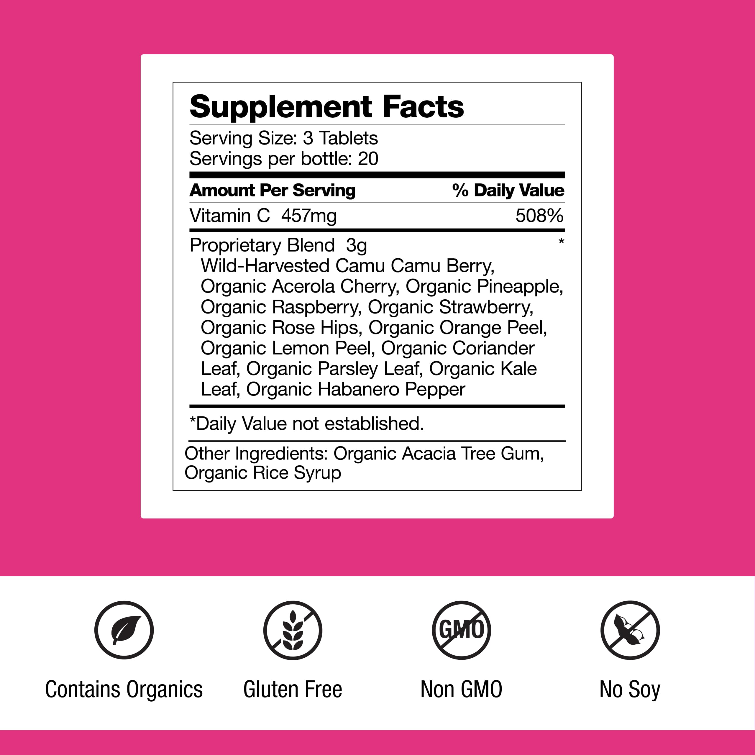 Dr. Schulze's Super-C Plus - Vitamin C Supplement for Immune Support - Skin Health & Antioxidant Support - High-Potency Formula - Plant-Based Superfood - Gluten-Free & Vegan - 60 Count (20 Servings)