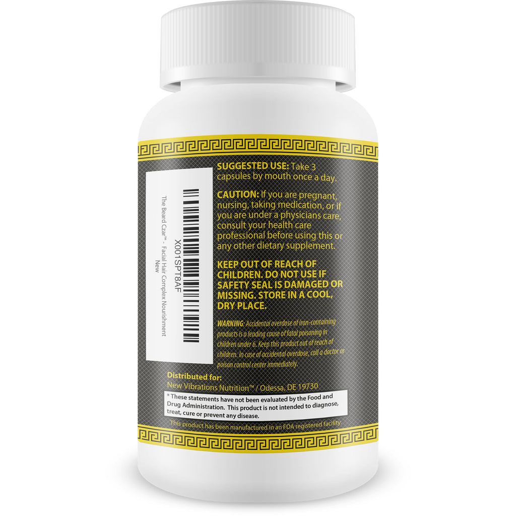 The Beard Czar-Facial Hair Complex- Highly Effective Mens Formula- Supports Natural Hair Growth-Improve Beard Quality and Nourishment-60 Capsules