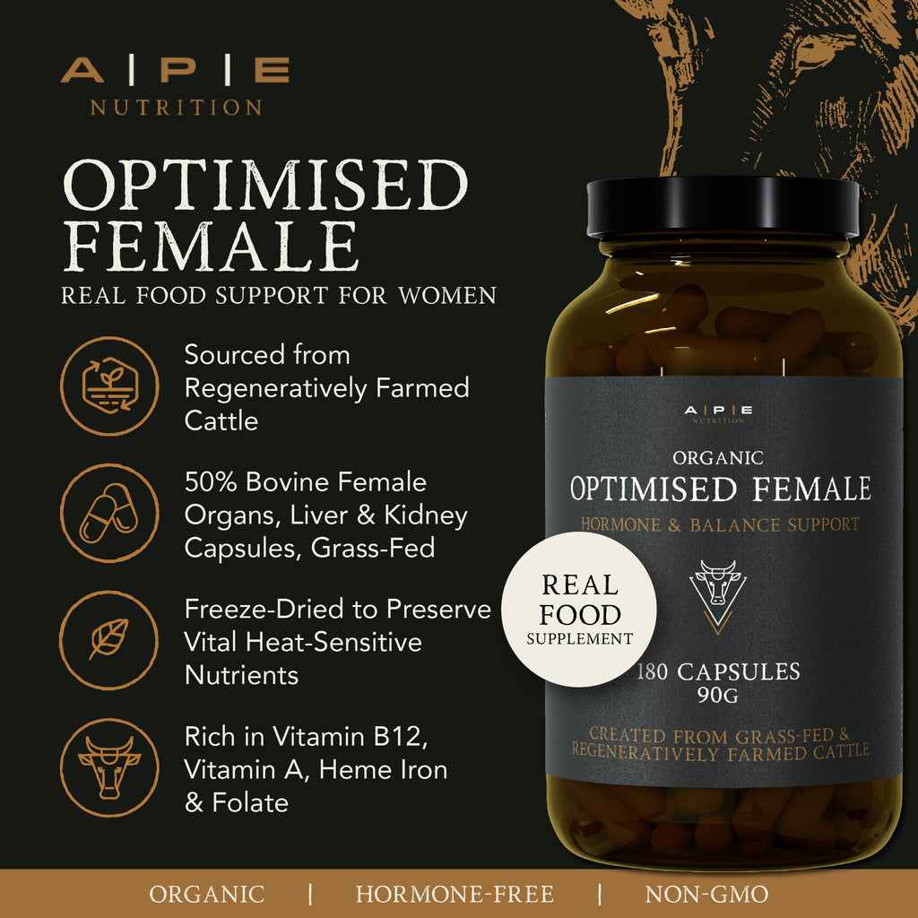 APE Nutrition Organic Optimised Female, Hormonal Support, 180 Capsules