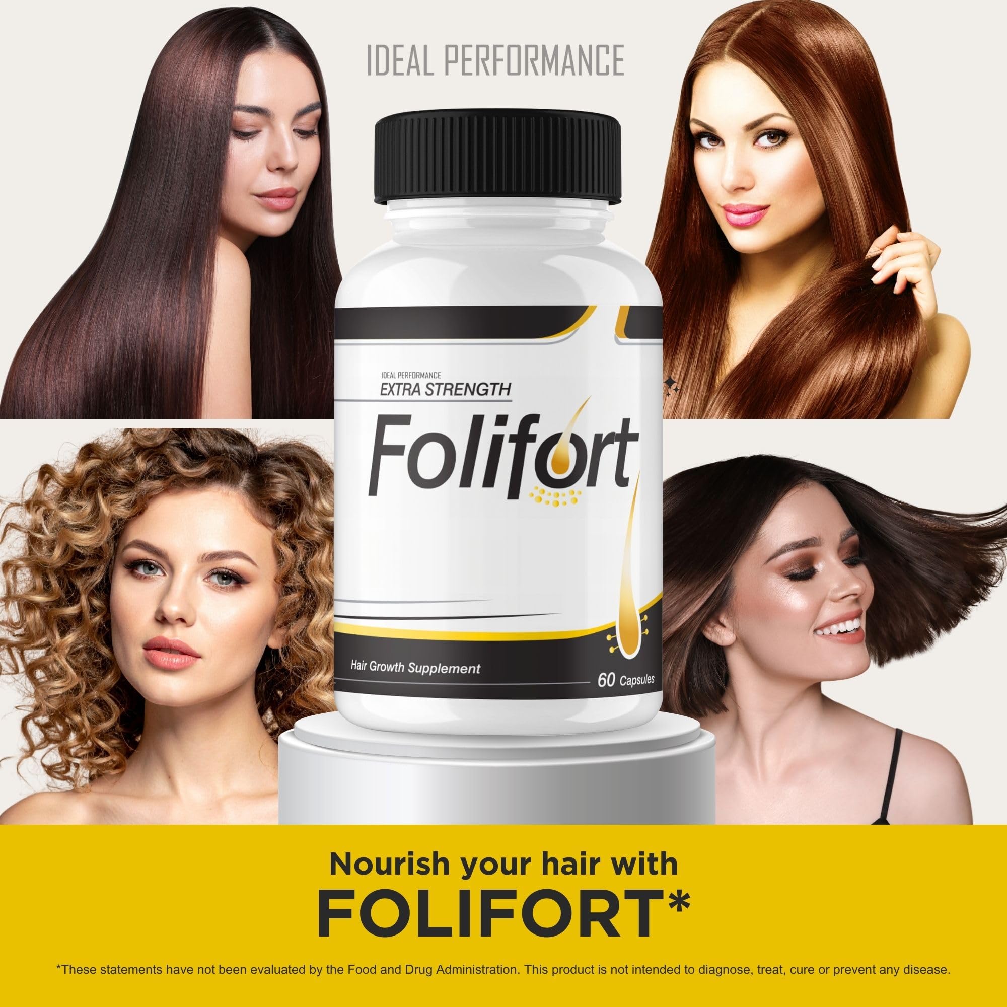 IDEAL PERFORMANCE (5 Pack) Folifort Hair Growth Pills Felfort Extra Strength Vitamins Reviews Suppliment (300 Capsules)
